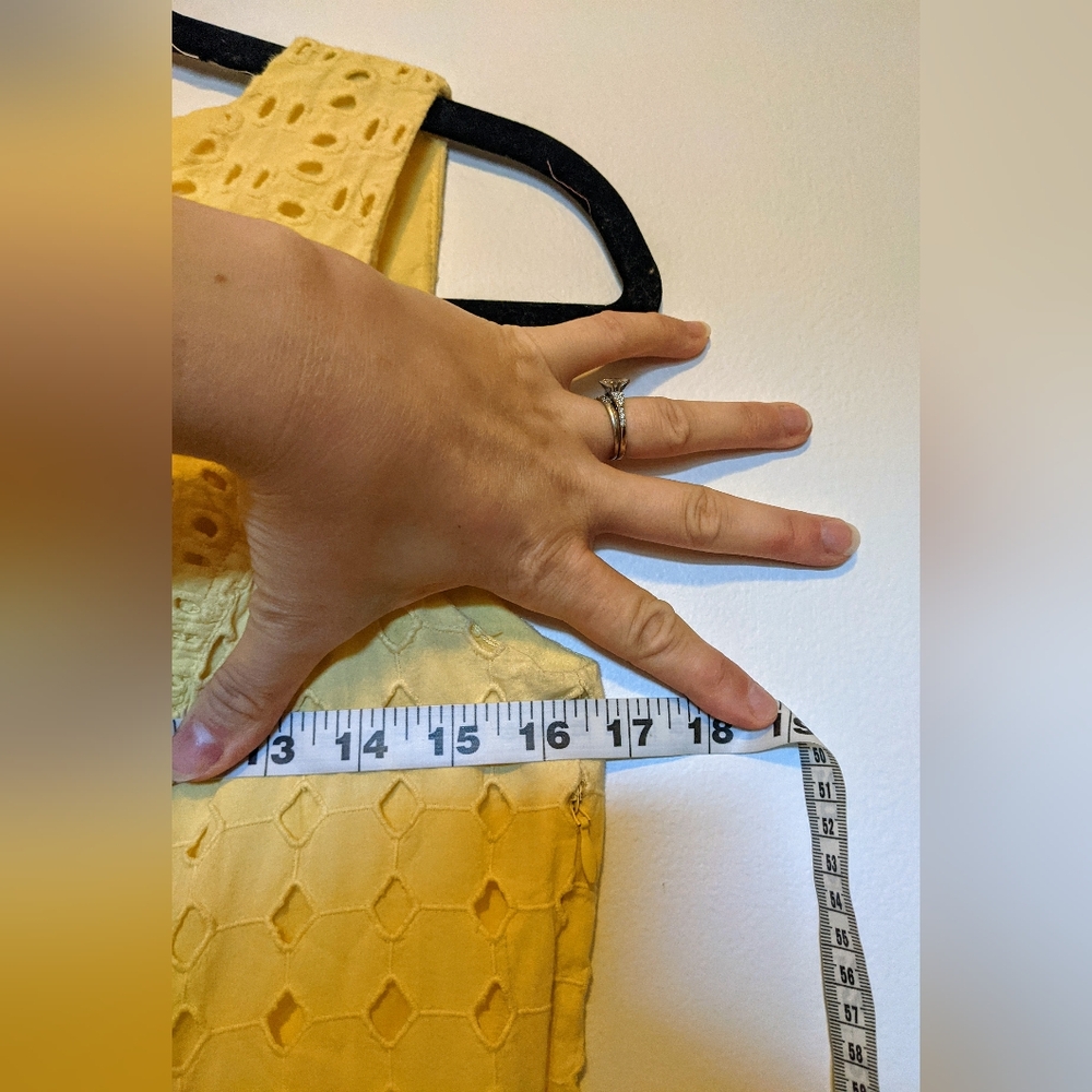 Cynthia Rowley Yellow Cotton Sleeveless Eyelet Sheath Dres sz 4 - Picture 13 of 13
